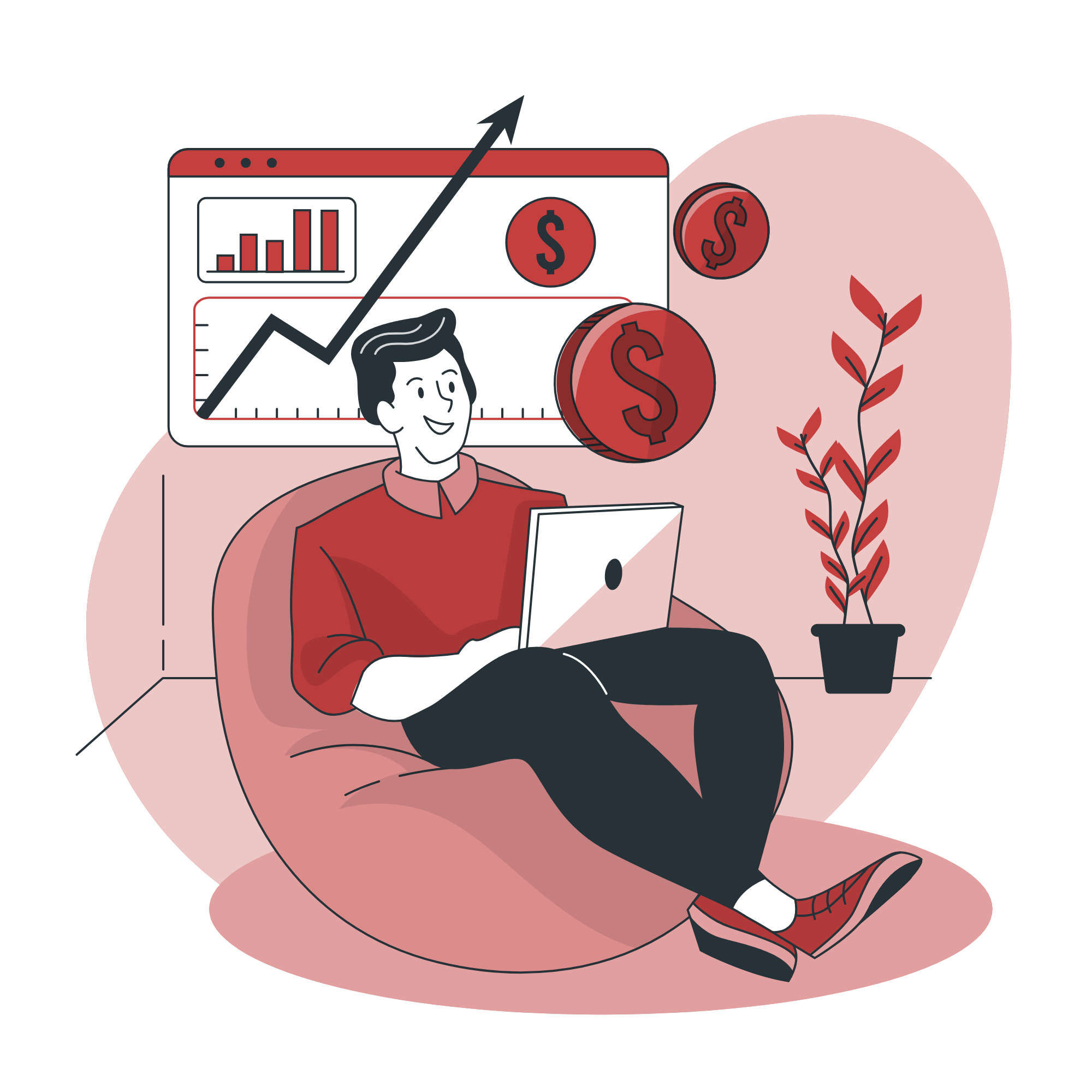 Male investor relaxing illustration